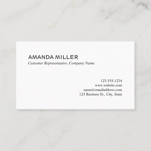 Carte De Visite Hello Modern Script Black White Coordonnées (Dos)