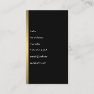 Carte De Visite Hello Simple Texte Faux Métallic Gold Trim