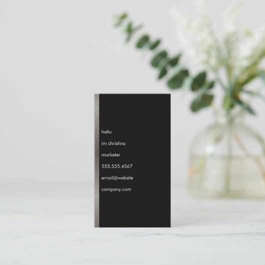 Carte De Visite Hello Simple Texte Faux Métallo Trim (Debout devant)