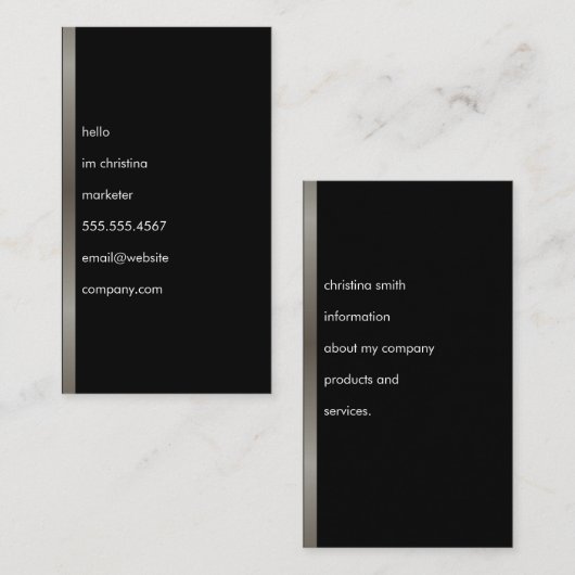 Carte De Visite Hello Simple Texte Faux Métallo Trim (Devant / Derrière)