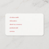 Carte De Visite Hello Simple Texte Rouge (Dos)