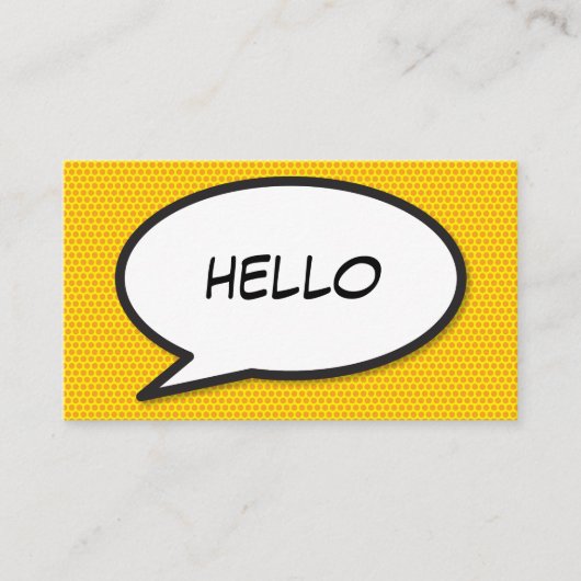 Carte De Visite HELLO Speech Bubble Fun Modern Comédie Book (Devant)