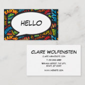 Carte De Visite HELLO Speech Bubble Fun Retro Combook (Devant / Derrière)