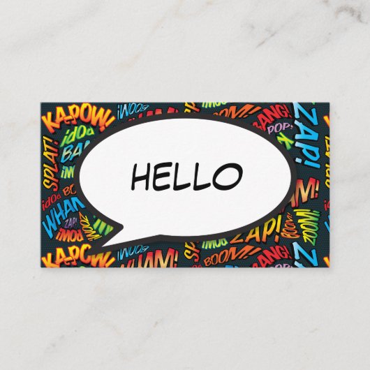 Carte De Visite HELLO Speech Bubble Fun Retro Comic Book (Devant)