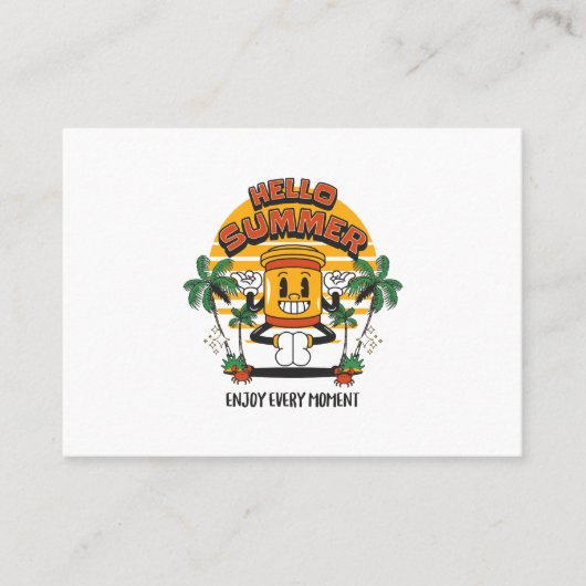 Carte De Visite Hello Summer Retro Mascot (Devant)