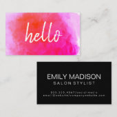 Carte De Visite Hello Watercolor Vibrant (Devant / Derrière)