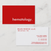 Carte De Visite hématologie. (Devant / Derrière)