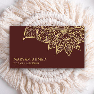 Carte De Visite Henna Marron Doré Mehndi Islamique