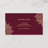 Carte De Visite Henné bordeaux or Mehndi islamique Mehndi (Dos)
