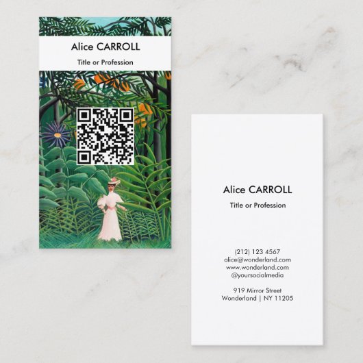 Carte De Visite Henri Rousseau - Femme en Forêt Exotique - Code QR (Devant / Derrière)