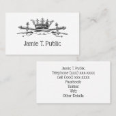 Carte De Visite Héraldique Couronne Croisée Épées Sabres Emblem Cr (Devant / Derrière)