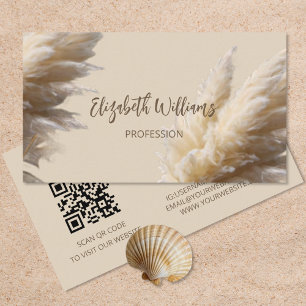 Carte De Visite Herbe des Pampas Photo Réaliste Code QR