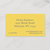 Carte De Visite Herbe Ferme Echinacea médicinal culinaire (Dos)