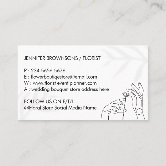 Carte De Visite Herbe florale à mains simples Apothécaire (Dos)