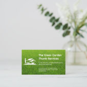 Carte De Visite Herbe | Jardinier coupant la pelouse (Debout devant)