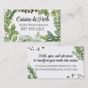 Carte De Visite Herbes aromatiques mélangées chef traiteur cuisine