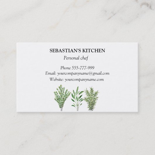 Carte De Visite Herbes de Sage de thym de romarin Chef culinaire P (Devant)