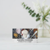 Carte De Visite Herbes épices | Casquette chef et outils (Debout devant)