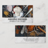 Carte De Visite Herbes épices | Casquette chef et outils (Devant / Derrière)