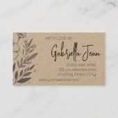 Carte De Visite Herbes Florales Artisanat artisanal Dessin de fleu (Dos)