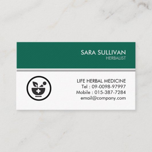 Carte De Visite Herbes médicinales de pilules de mortier (Devant)