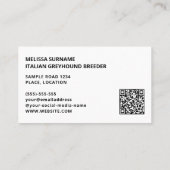 Carte De Visite Héritier Italien Faune Et Blanc - Éleveur De Chien (Dos)