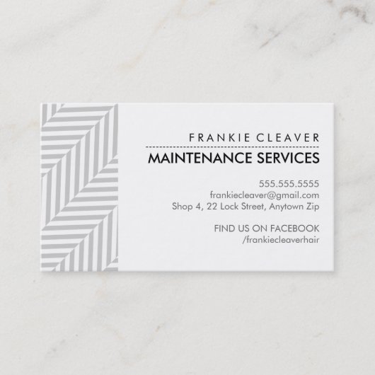 CARTE DE VISITE herringbone motif noir gris (Devant)