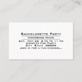 Carte De Visite Heure de la fête Bachelorette Célébration Invitati (Dos)