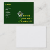 Carte De Visite Heure pour la paix (Devant / Derrière)