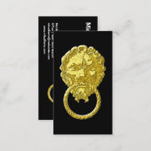 Carte De Visite Heurtoir de porte vintage de lion d'or (Devant / Derrière)