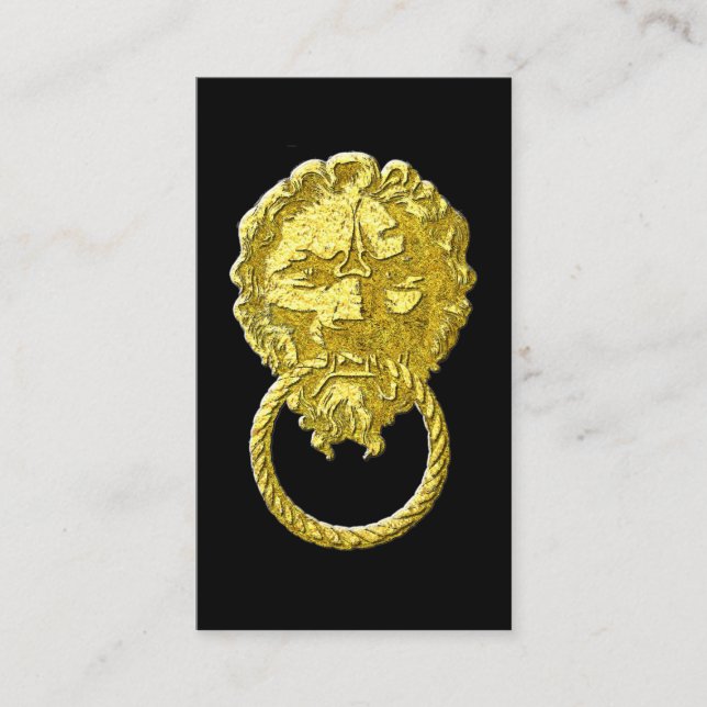 Carte De Visite Heurtoir de porte vintage de lion d'or (Devant)
