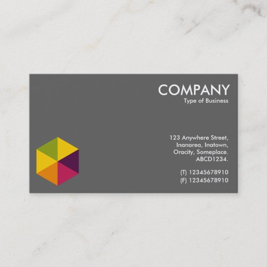 Carte De Visite Hexagon couleur 01 - Blanc sur gris (Devant)