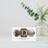 Carte De Visite Hexagon géométrique unique 3 Photos Photographe (Debout devant)