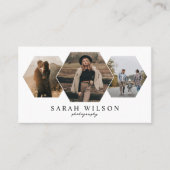 Carte De Visite Hexagon géométrique unique 3 Photos Photographe (Devant)