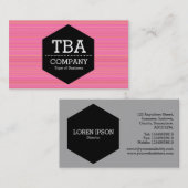 Carte De Visite Hexagon noir - Lignes roses (Devant / Derrière)