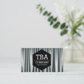 Carte De Visite Hexagon noir - Rideaux en argent 02 (Debout devant)