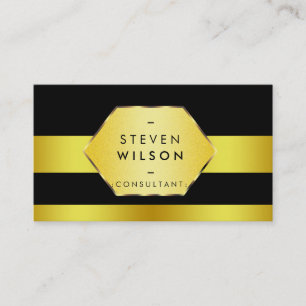 Carte De Visite Hexagon rétro élégant rayé d'or