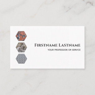 Carte De Visite Hexagone en acier en marbre blanc