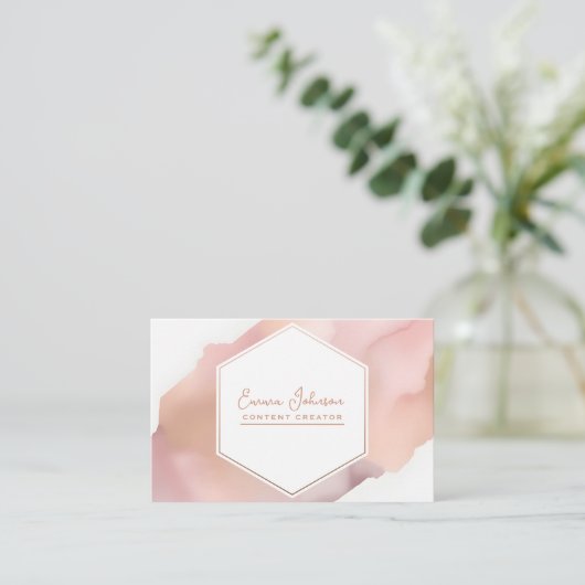 Carte De Visite Hexagone rose or (Debout devant)