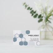Carte De Visite Hexagones - bleu (Debout devant)