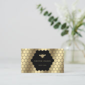 Carte De Visite hexagones de nid d'abeille sur le noir (Debout devant)