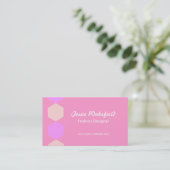 Carte De Visite Hexagones roses (Debout devant)