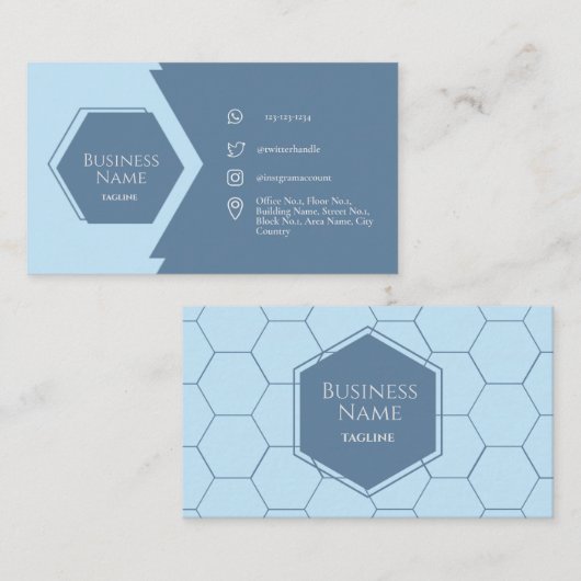 Carte de visite Hexagons bleu (Devant / Derrière)