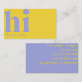 Carte de visite "hi" moderne en jaune et perwinkle (Devant / Derrière)
