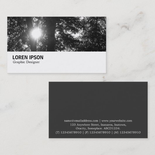 Carte De Visite Hi-Phi - 096 - Sun Through Trees B&W (Devant / Derrière)