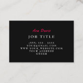 Carte De Visite Hi professionnel rose rouge noir (Dos)