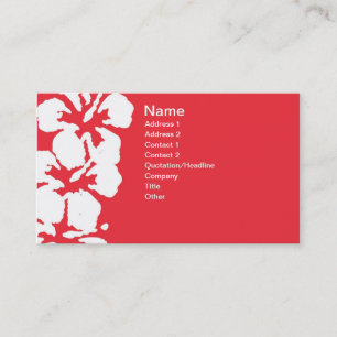 Carte De Visite Hibiscus blanc Abstrait en rouge