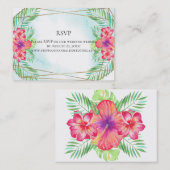 Carte De Visite Hibiscus Fleur Aquarelle Plage Mariage RSVP (Devant / Derrière)