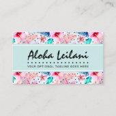Carte De Visite Hibiscus hawaïens tropicaux et aquarelle en feuill (Devant)