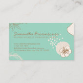 Carte De Visite Hibiscus Mariage calligraphie vert fleur (Dos)